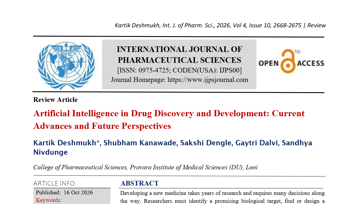 Artificial Intelligence in Drug Discovery and Development: Current Advances and Future Perspectives