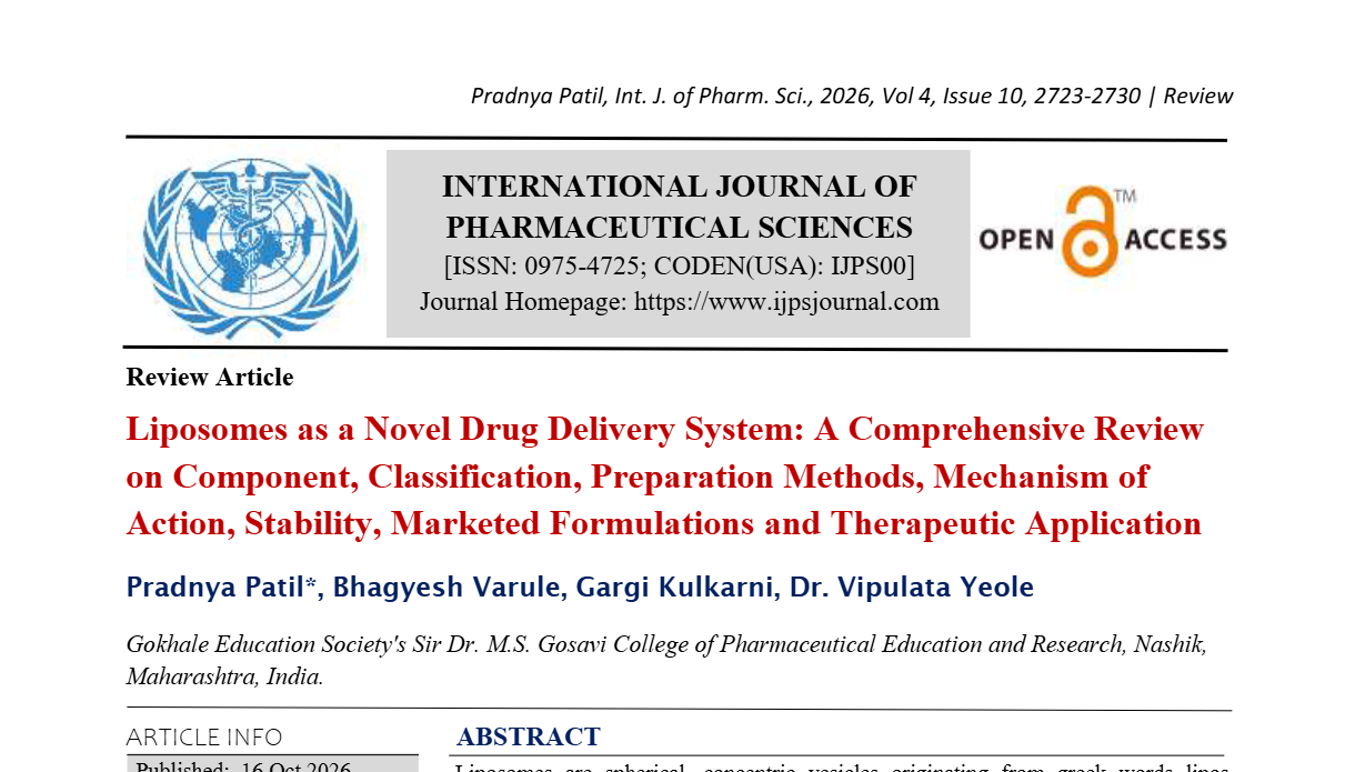 Liposomes as a Novel Drug Delivery System: A Comprehensive Review on ...