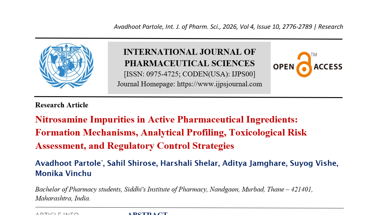 Nitrosamine Impurities in Active Pharmaceutical Ingredients: Formation Mechanisms, Analytical Profiling, Toxicological Risk Assessment, and Regulatory Control Strategies
