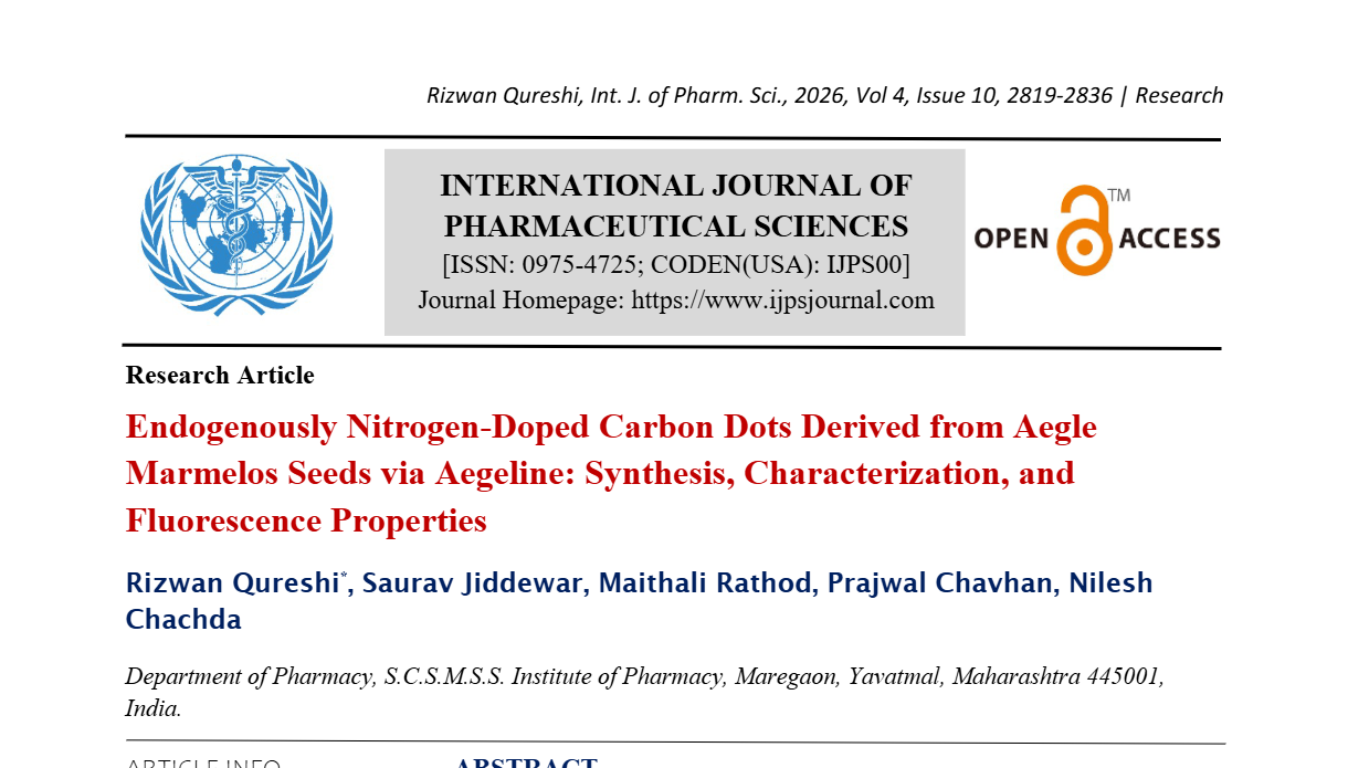 Endogenously Nitrogen-Doped Carbon Dots Derived from Aegle Marmelos Seeds via Aegeline: Synthesis, Characterization, and Fluorescence Properties