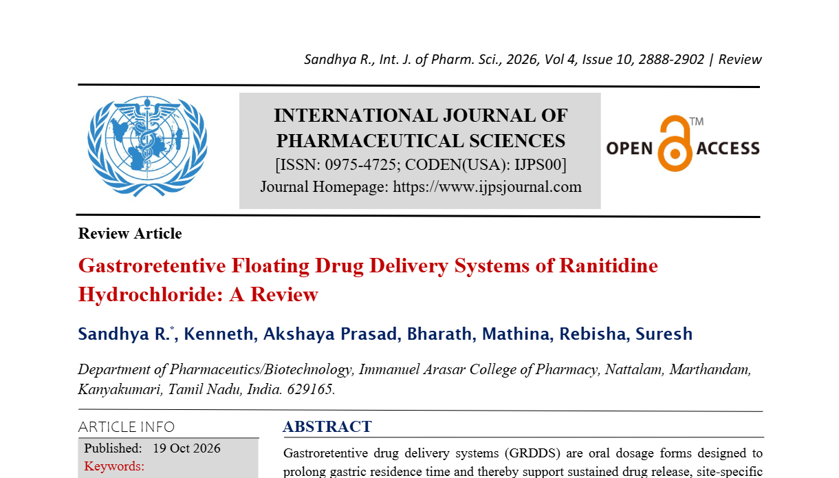 Gastroretentive Floating Drug Delivery Systems of Ranitidine Hydrochloride: A Review