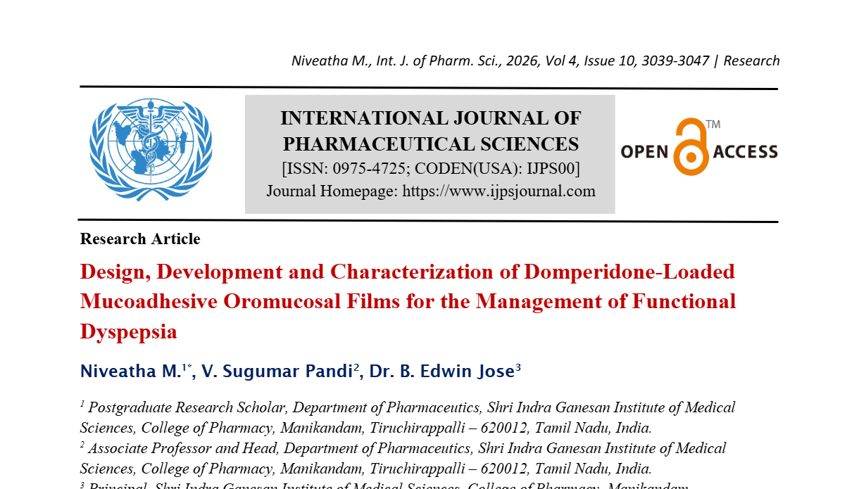 Design, Development and Characterization of Domperidone-Loaded Mucoadhesive Oromucosal Films for the Management of Functional Dyspepsia