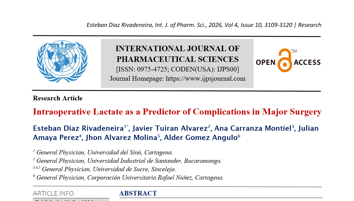 Intraoperative Lactate as a Predictor of Complications in Major Surgery