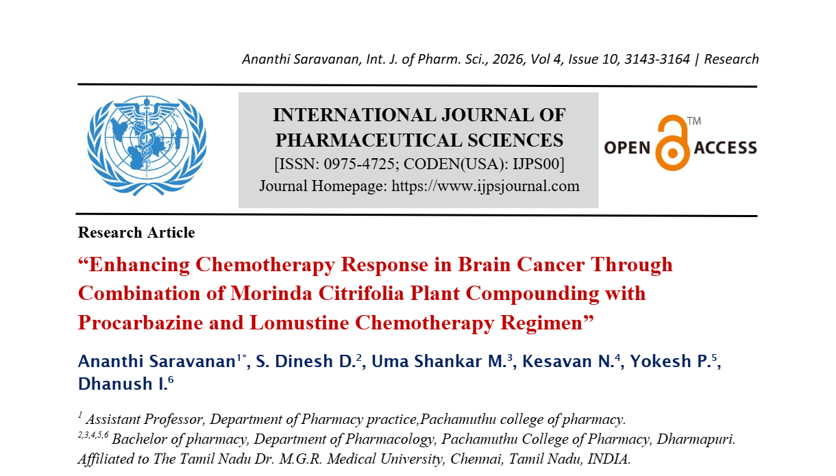 Enhancing Chemotherapy Response in Brain Cancer Through Combination of Morinda Citrifolia Plant Compounding with Procarbazine and Lomustine Chemotherapy Regimen