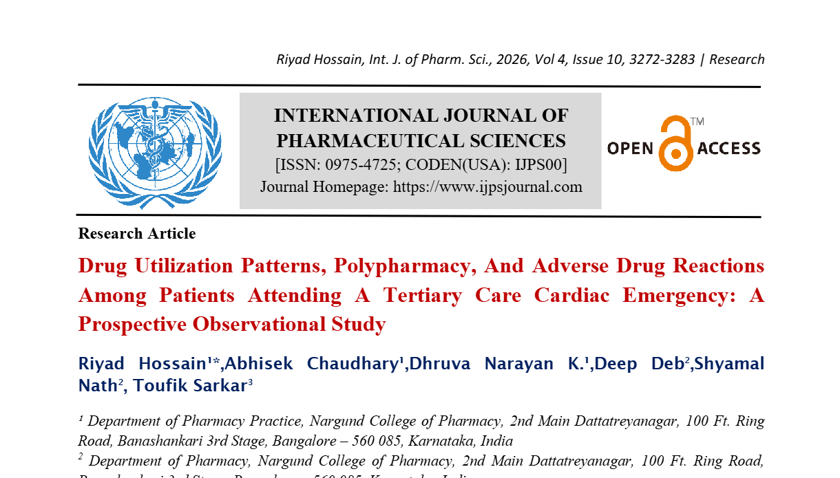 Drug Utilization Patterns, Polypharmacy, And Adverse Drug Reactions Among Patients Attending A Tertiary Care Cardiac Emergency: A Prospective Observational Study