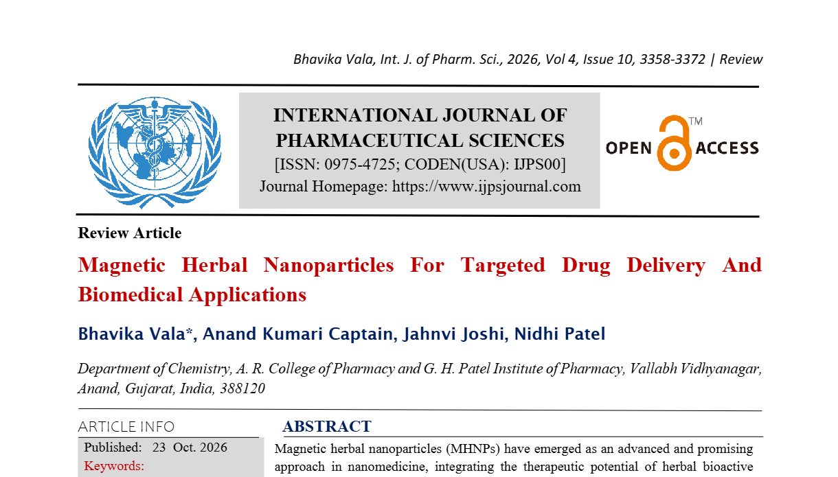 Magnetic Herbal Nanoparticles For Targeted Drug Delivery And Biomedical Applications