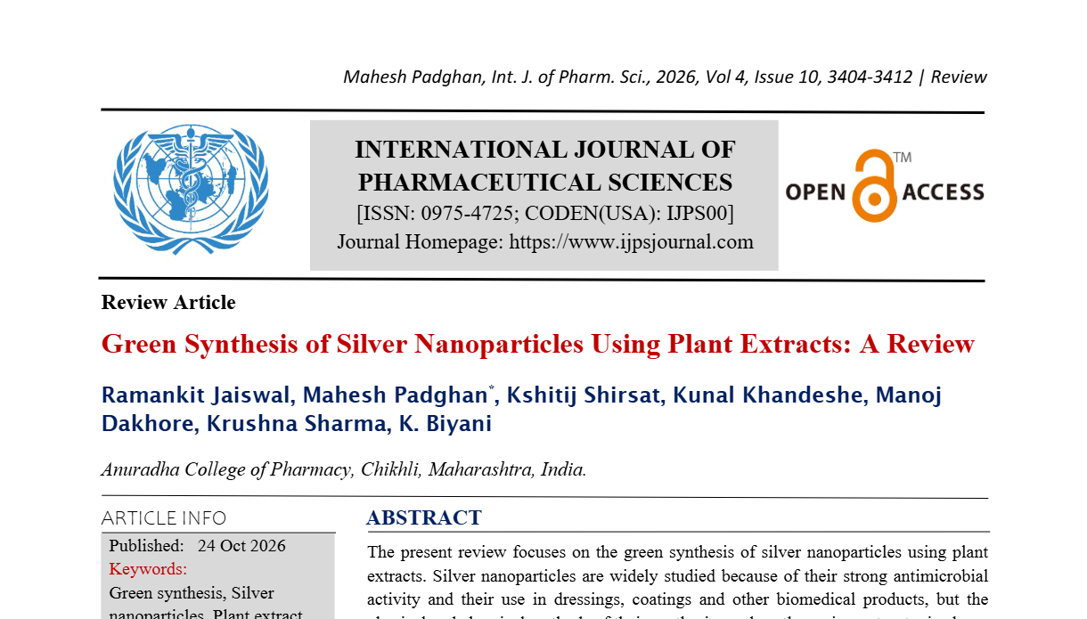 Green Synthesis of Silver Nanoparticles Using Plant Extracts: A Review