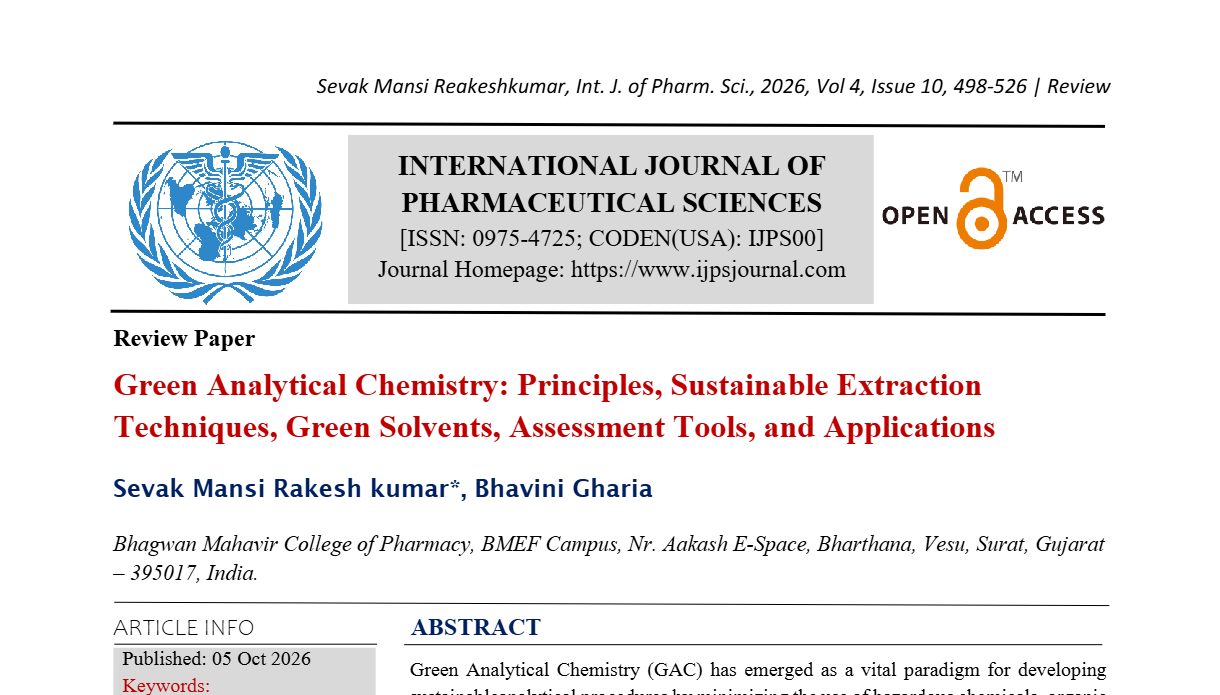 Green Analytical Chemistry: Principles, Sustainable Extraction Techniques, Green Solvents, Assessment Tools, and Applications