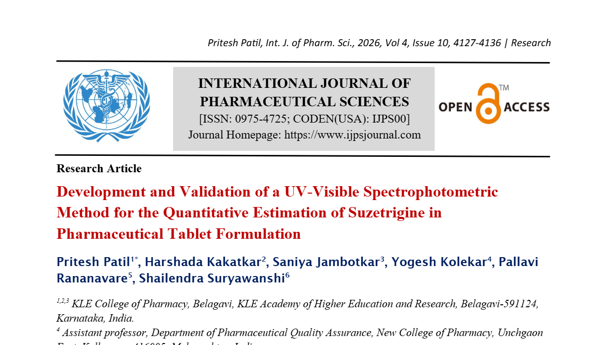 Development and Validation of a UV-Visible Spectrophotometric Method ...