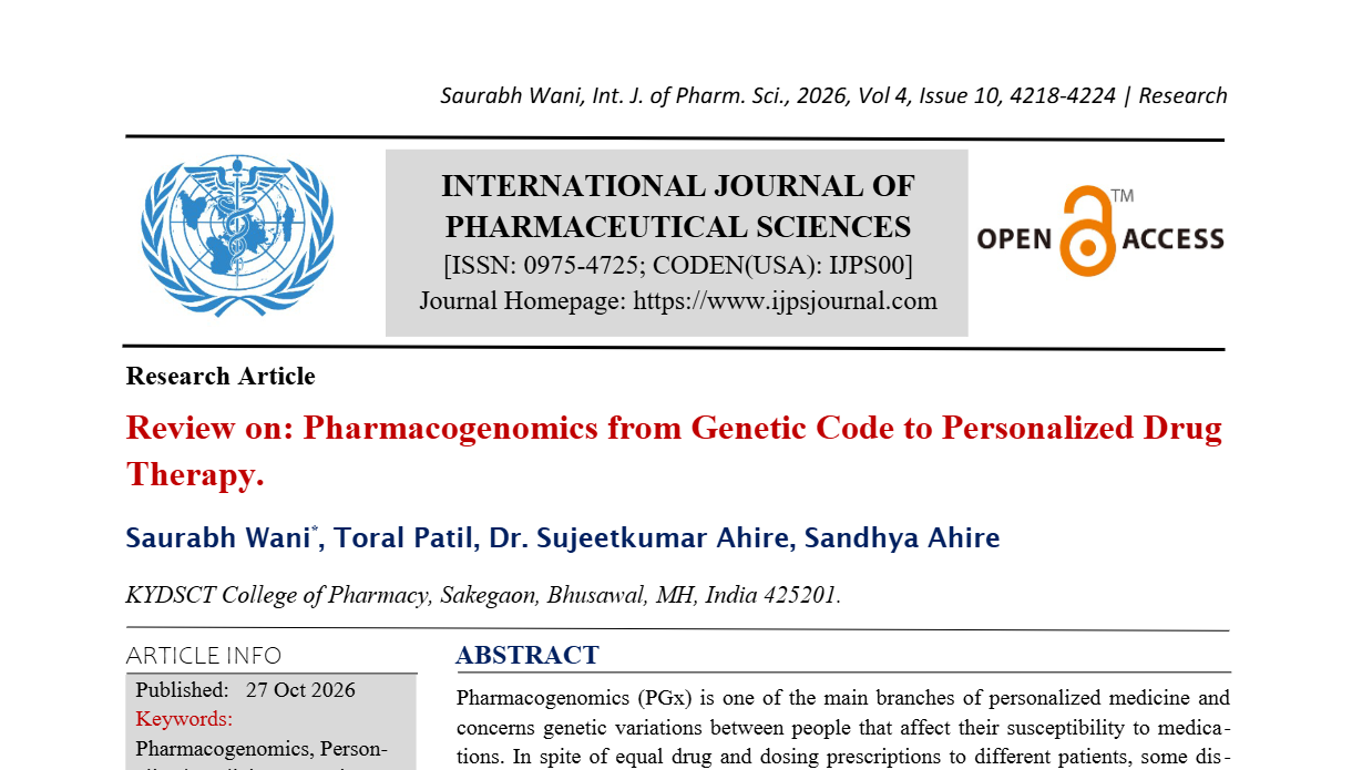 Review on: Pharmacogenomics from Genetic Code to Personalized Drug ...