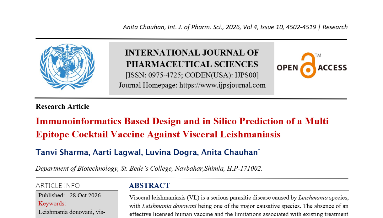Immunoinformatics Based Design and in Silico Prediction of a Multi-Epitope Cocktail Vaccine Against Visceral Leishmaniasis